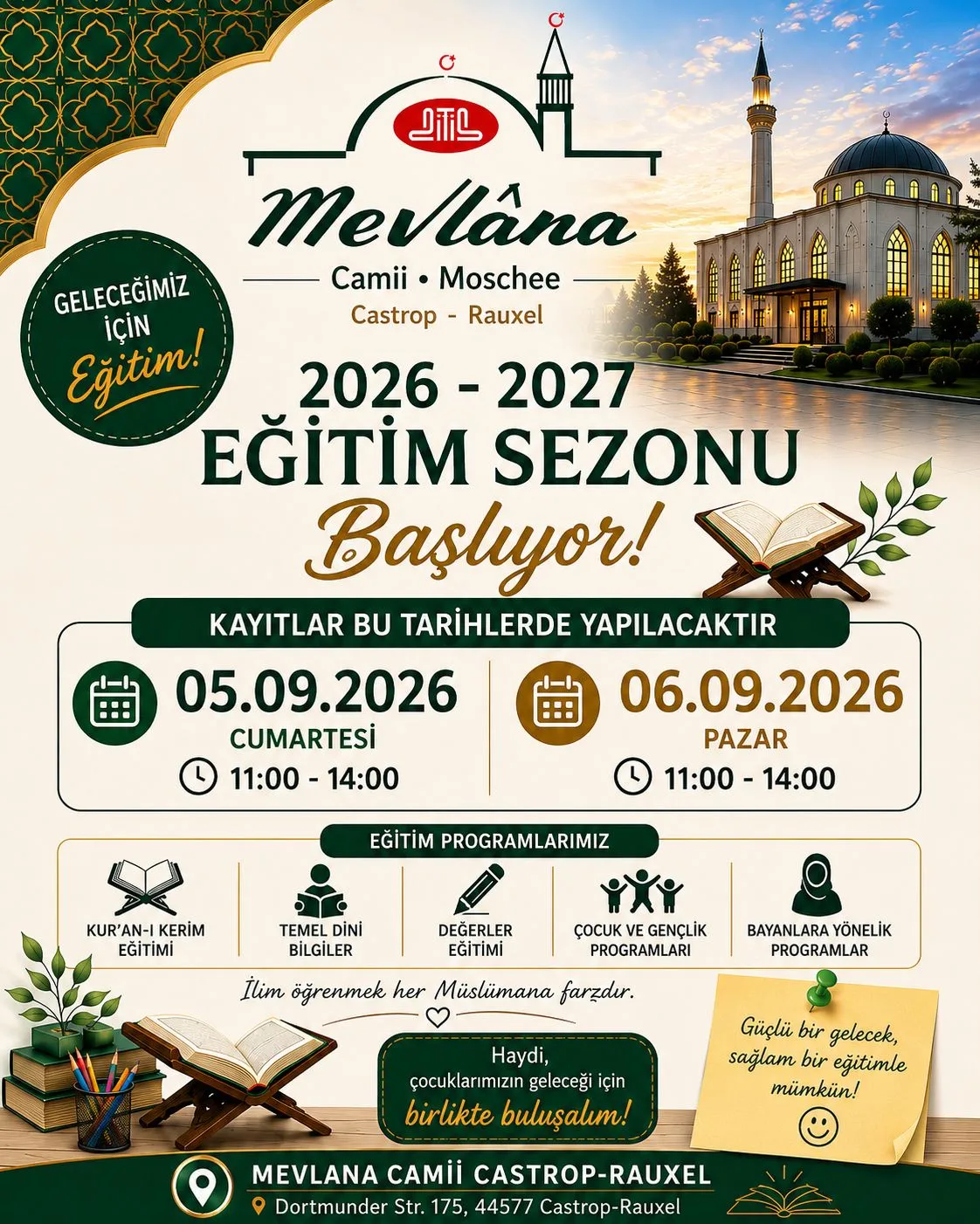 CAMİMİZDE 2026-2027 EĞİTİM SEZONU BAŞLIYOR